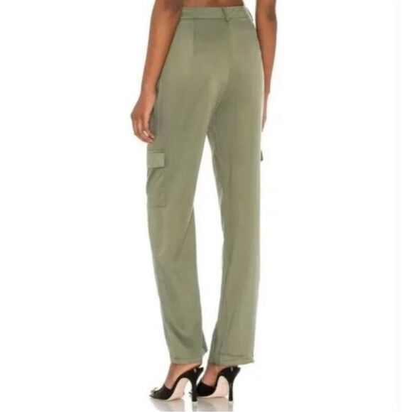 Superdown Mae Cargo Pants Womens Small Olive Green High Rise Silky Satin Tencel - Picture 9 of 16